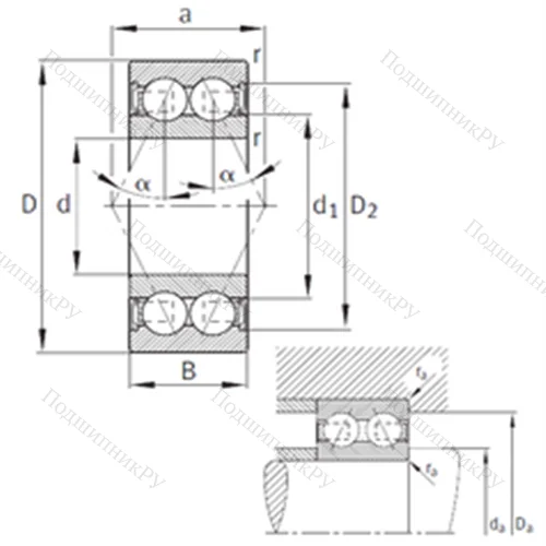 Подшипник шариковый радиально-упорный 3211-B-2RSR-TVH