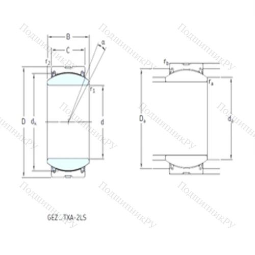 Подшипник скольжения сферический GEZ 212TXE-2LS от производителя  SKF