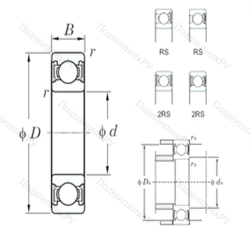 Подшипник шариковый радиальный 6228-2RS от производителя  KOYO