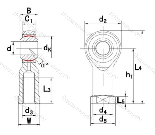 Шарнирная головка с внутренней правой резьбой GIKR 12 PW A в Волжском