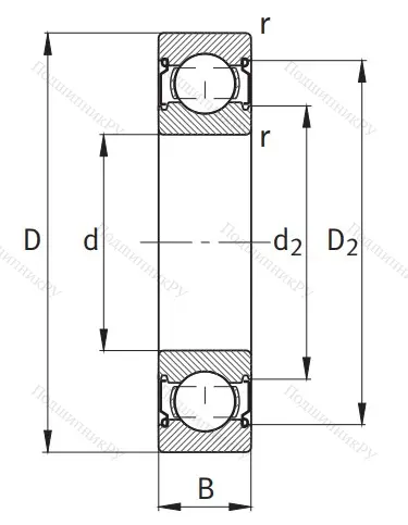 Однорядный шариковый подшипник 6011 2Z