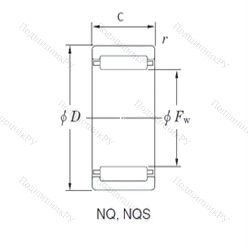 Подшипник игольчатый радиальный NQ 37/20D