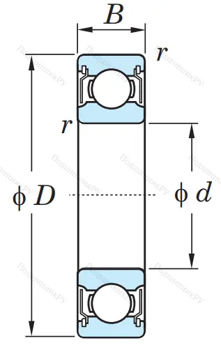 Однорядный шариковый подшипник 6224 ZZX