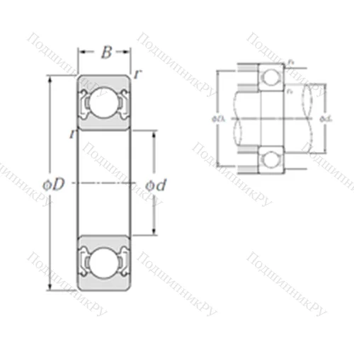 Подшипник шариковый радиальный 62/22ZZ от производителя  NTN