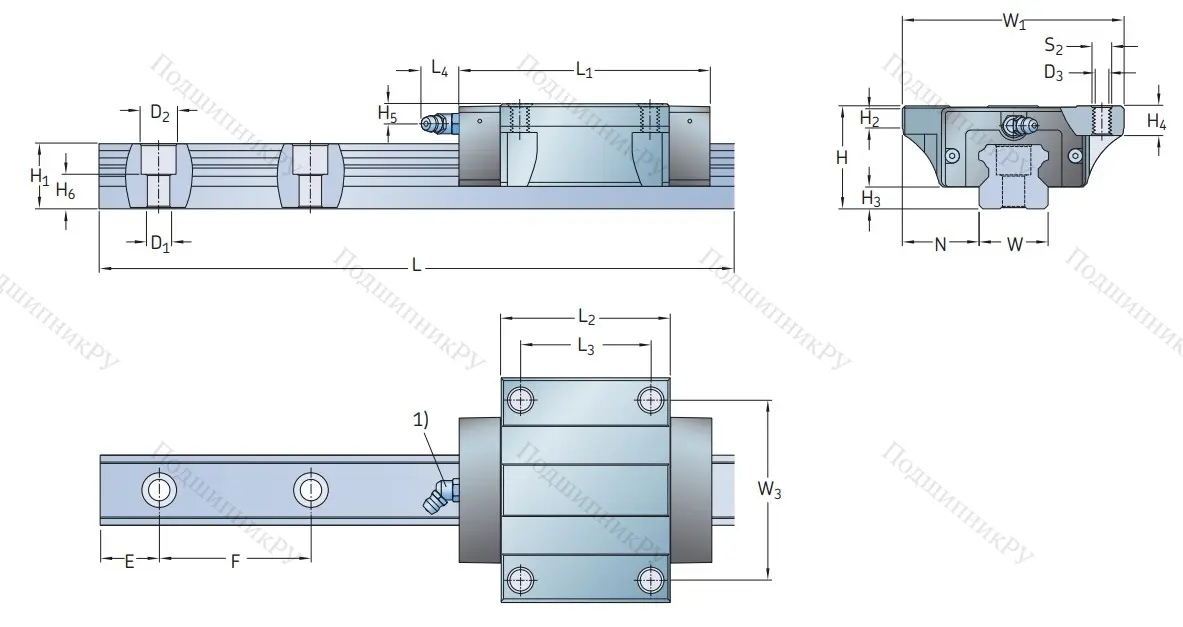 Профильная рельсовая направляющая LLTHS 25 R 1 T 1 220 P 3 E=0 (M/P 011515) в Волжском
