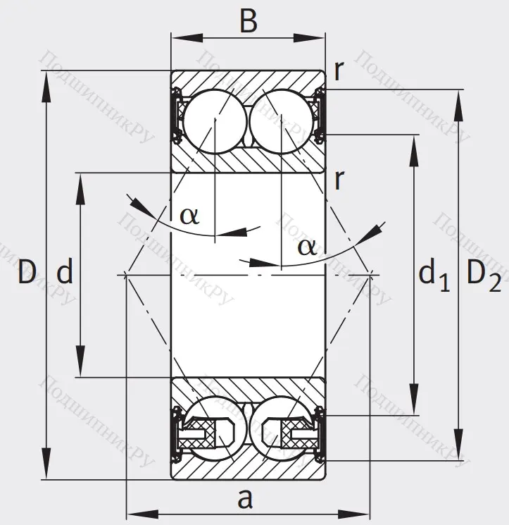 Двухрядный шариковый подшипник 3204 BD XL 2HRS TVH