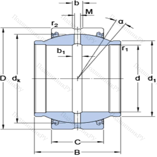 Радиальные сферические подшипники скольжения с контактными поверхностями сталь/сталь, требующие техобслуживания GEZM 108 ES-2LS
