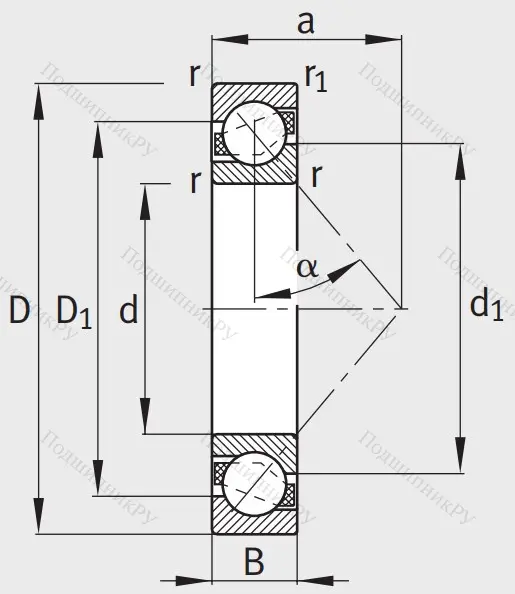 Однорядный шариковый подшипник 7305 B XL TVP