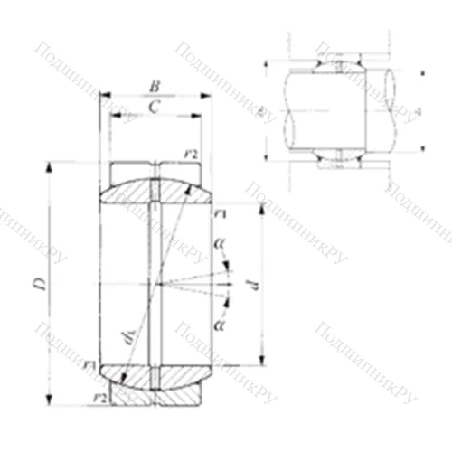Подшипник скольжения сферический GE 20ES от производителя  IKO