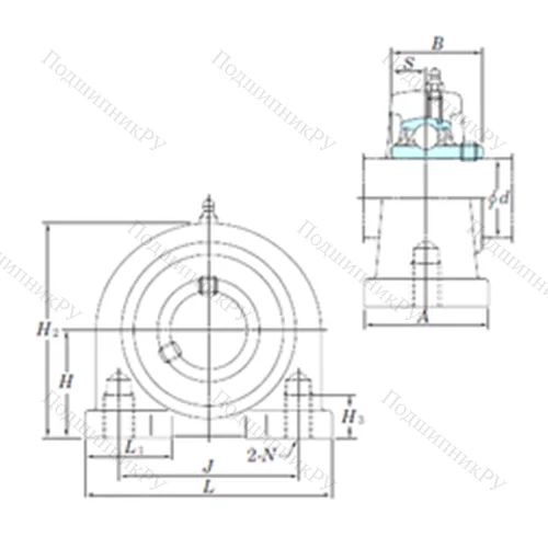 Подшипниковый узел шариковый радиальный UCPA 208-24