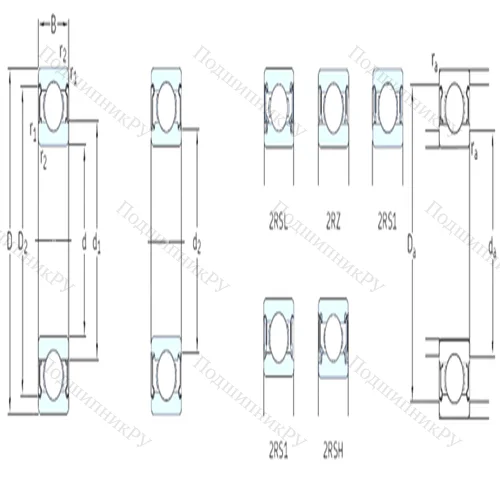 Подшипник шариковый радиальный W 623-2RS 1