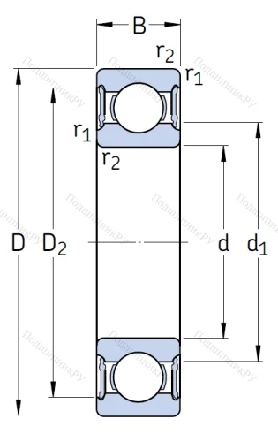Однорядный шариковый подшипник 6207 2RS 1/C 3 от производителя  SKF