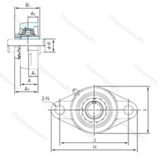 Подшипниковый узел шариковый радиальный UKFL 208+H 2308