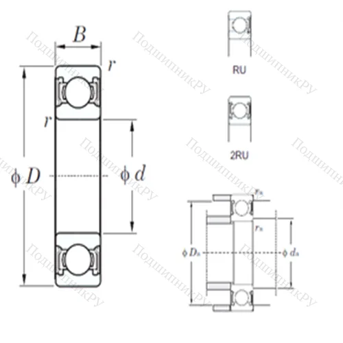 Подшипник шариковый радиальный 6032-2RU от производителя  KOYO Подшипник шариковый радиальный 6032-2RU от производителя  KOYO