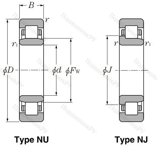 Роликовый цилиндрический подшипник NJ 311