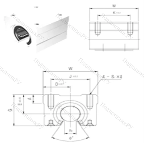 Подшипник шариковый линейный SBR 16UU от производителя  Samick
