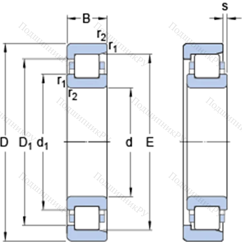 Однорядные цилиндрические роликоподшипники NF 3084 ECMB от производителя  SKF