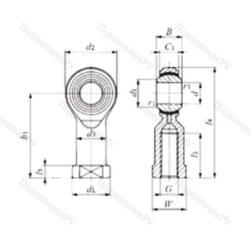 Подшипник скольжения сферический PHS 16EC