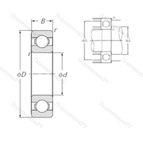 Подшипник шариковый радиальный 6844 от производителя  NTN