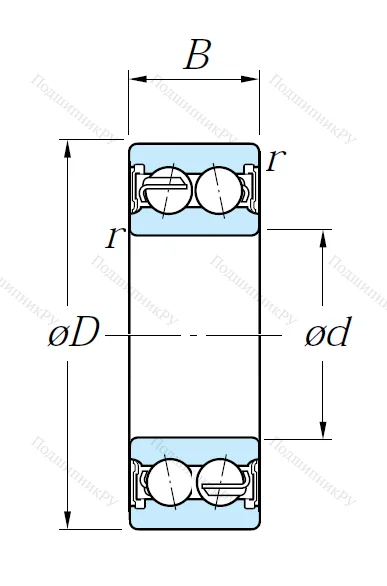 Двухрядный шариковый подшипник 5203 2RS