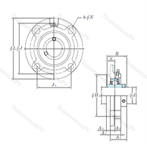 Подшипниковый узел шариковый радиальный UCFCX 14-44E