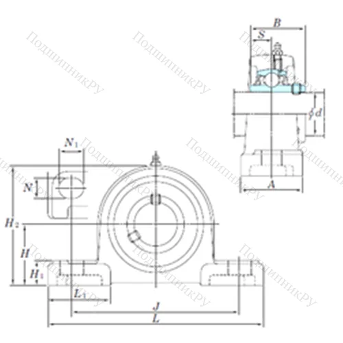 Подшипниковый узел шариковый радиальный UCP 209SC