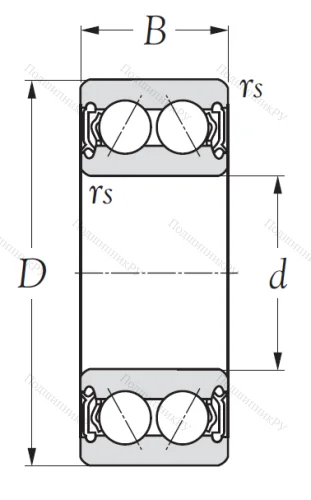 Двухрядный шариковый подшипник 5208 ZZ от производителя  KSM