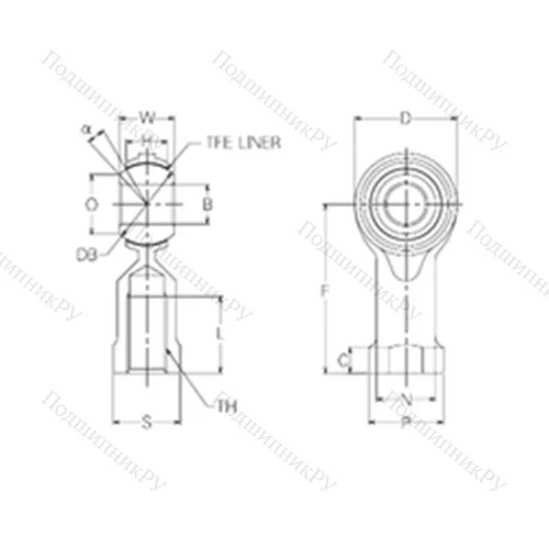 Подшипник скольжения сферический RBT 20