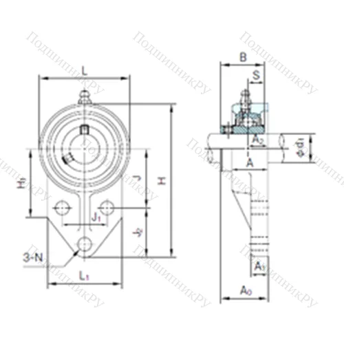 Подшипниковый узел шариковый радиальный UCFK 209