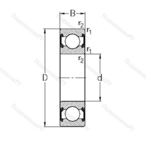 Подшипник шариковый радиальный 6210-2RS 2