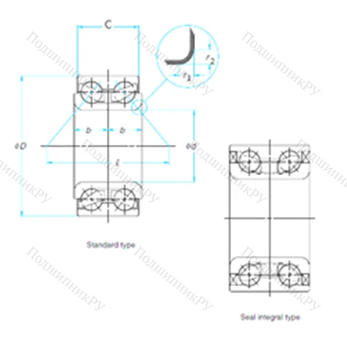 Подшипник шариковый радиально-упорный DAC 427640-2RSCS 55 от производителя  KOYO Подшипник шариковый радиально-упорный DAC 427640-2RSCS 55 от производителя  KOYO