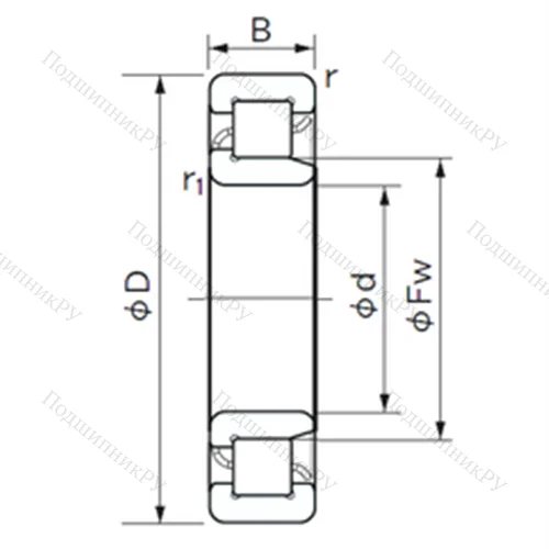 Подшипник роликовый радиальный NJ 1036