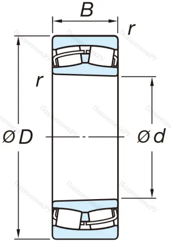 Сферический роликовый подшипник с конической посадкой на вал 22222 RZKW 33 от производителя  KOYO