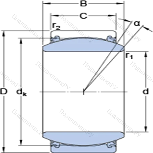 Радиальные сферические подшипники скольжения с контактными поверхностями сталь/сталь, требующие техобслуживания GE 60 TXE-2LS