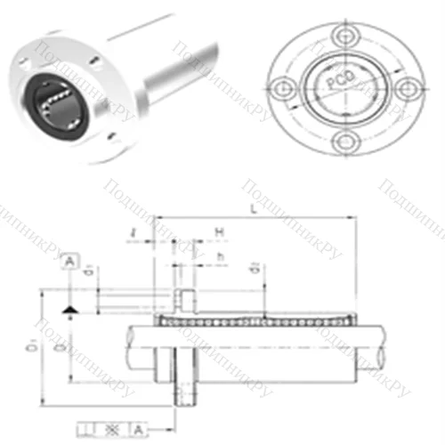Подшипник шариковый линейный LMFP 16LUU от производителя  Samick