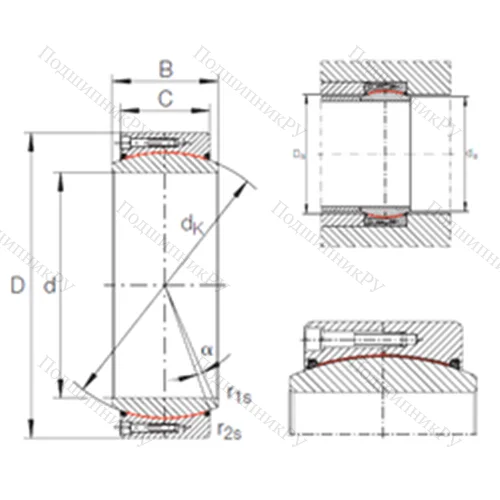 Подшипник скольжения сферический GE 950 DW-2RS 2