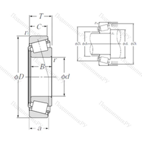 Подшипник роликовый радиально-упорный 4T-HM 907643/HM 907614 от производителя  NTN