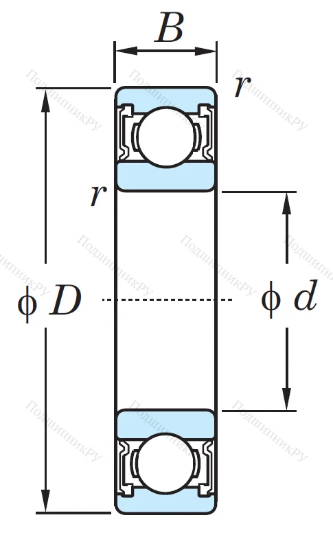 Однорядный шариковый подшипник 6905 2RS