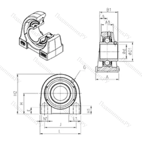Подшипниковый узел шариковый радиальный UCPG 212
