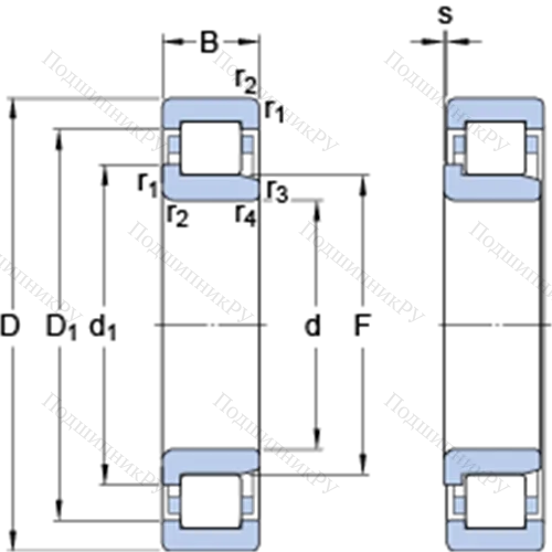 Однорядные цилиндрические роликоподшипники NJ 309 ECPH от производителя  SKF