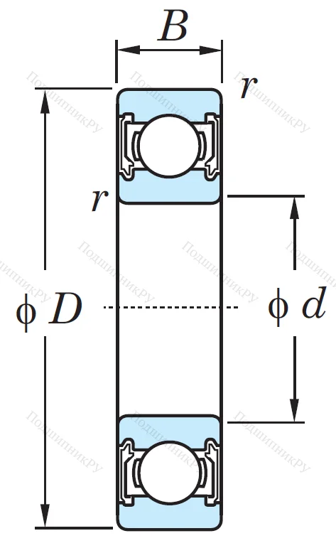 Однорядный шариковый подшипник 6811 2RU