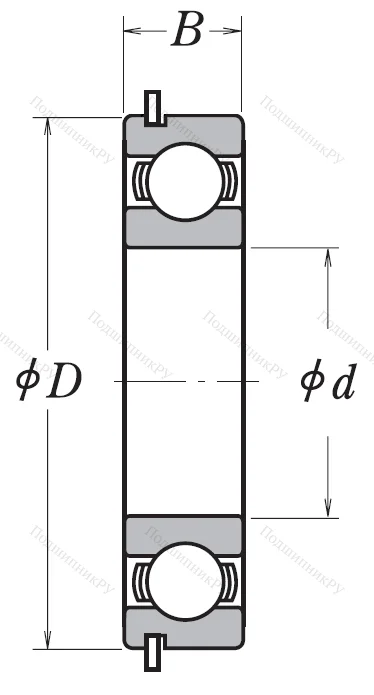 Однорядный шариковый подшипник 6305 NR C 3
