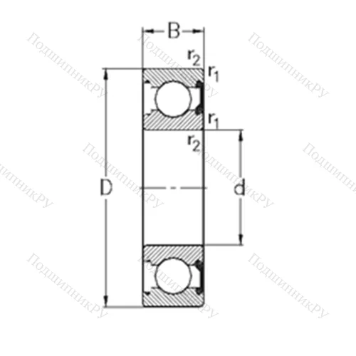 Подшипник шариковый радиальный 61808-2RSR от производителя  NKE Подшипник шариковый радиальный 61808-2RSR от производителя  NKE