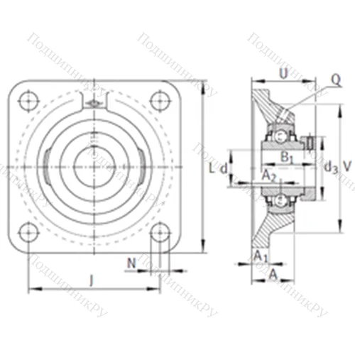 Подшипниковый узел шариковый радиальный RCJ 1-1/2