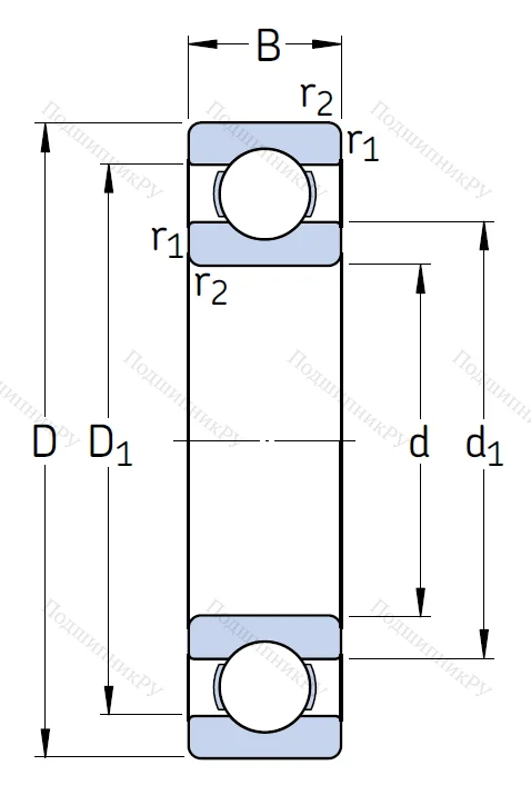 Однорядный шариковый подшипник 6314