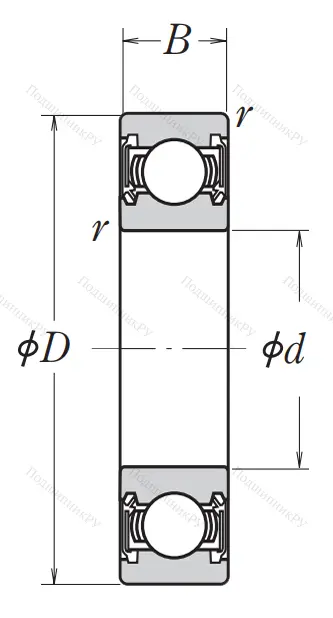 Однорядный шариковый подшипник 6030 DDU