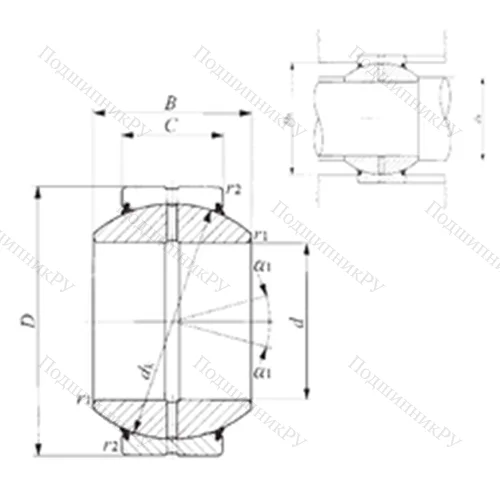Подшипник скольжения сферический GE 17GS-2RS от производителя  IKO