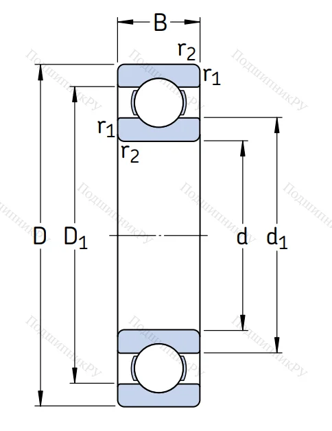 Однорядный шариковый подшипник 6306