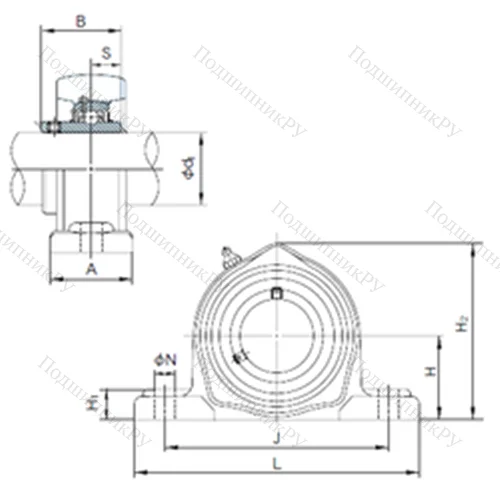 Подшипниковый узел шариковый радиальный UCPK 316