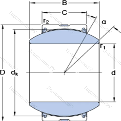 Радиальные сферические подшипники скольжения с контактными поверхностями сталь/сталь, требующие техобслуживания GEH 100 TXG 3A-2LS